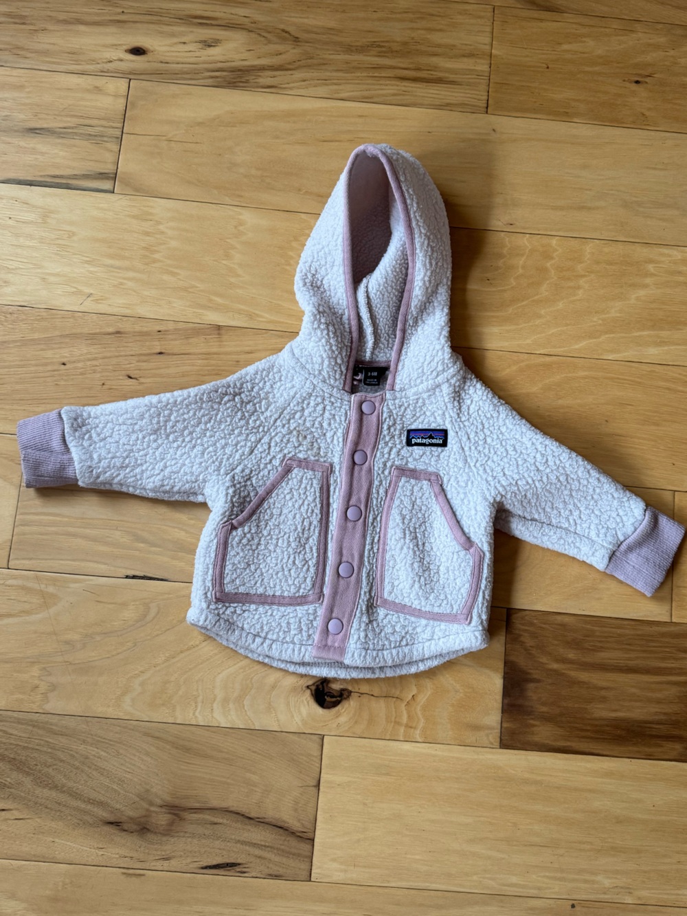 Patagonia Baby Pink Hooded Sherpa Jacket